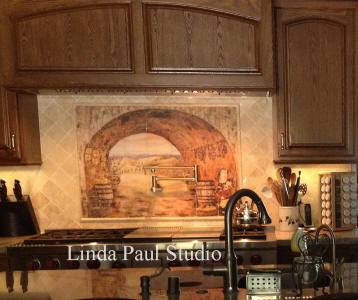 Everything Tuscnay kitchen backsplash tile mural idea