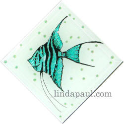 aqua blue seal glass  angel fish tile