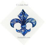 blue white silver fleur de lis tile