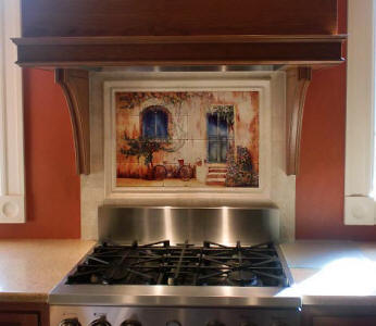 french country tile mural backsplash tiles