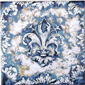 Blue fleur de lis accent tile