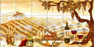 vineyard tile mural for behind stove