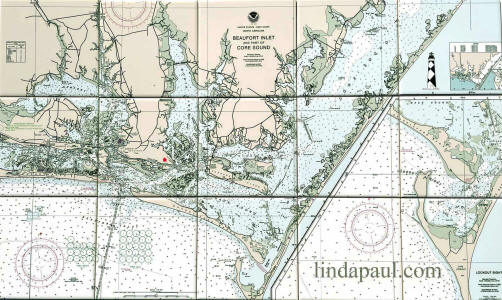 nautical chart tile mural north carolina