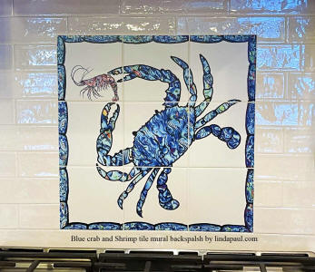 blue crab and shrimp backsplash 