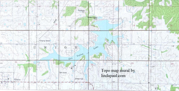 topographic map backsplash mural