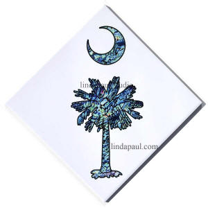 south carolina art tile plam tree and moon